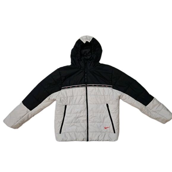 Men's NIKE SPORTSWEAR Therma-fit SYNTHETIC JACKET Size XL BLACK & white Parka - Picture 1 of 9